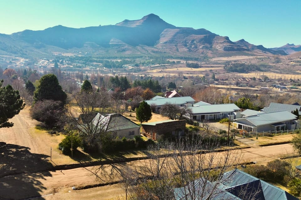 Rooftops of Clarens village below the Maluti mountains